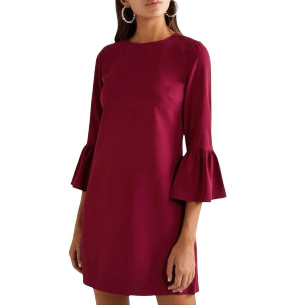 Alice‎ + Olivia Sheath Dress 3/4 Sleeve Size 2 Maroon Classy Preppy Minidress